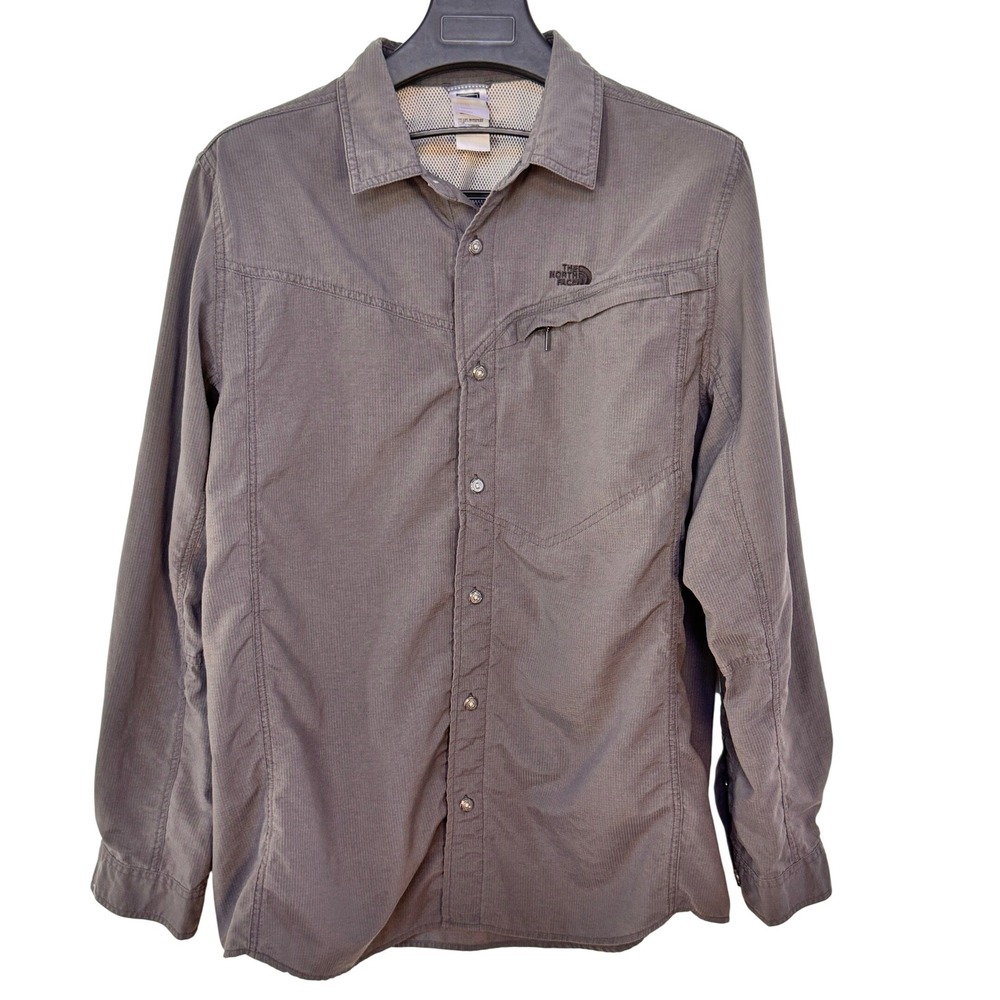 The North Face Mens A5 Series Long Sleeve Button Up Shirt Gray Large Venting